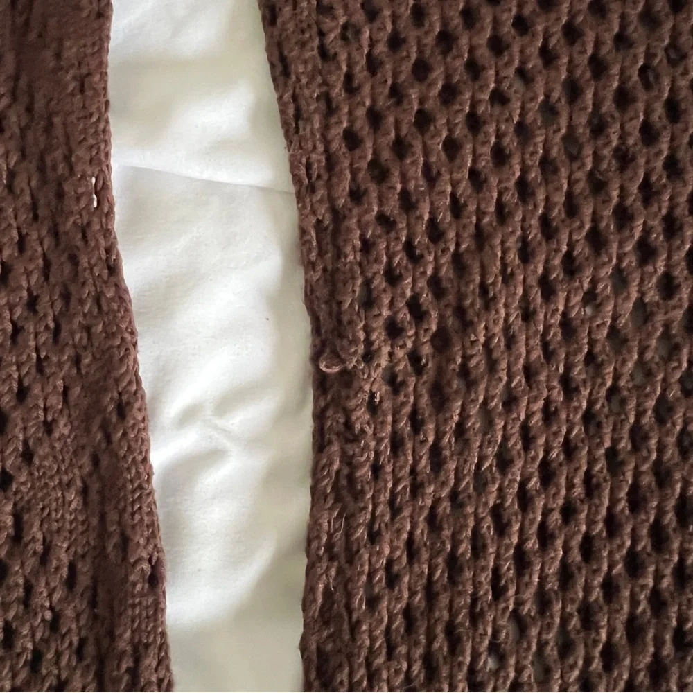 Tularosa Brown Knit One Shoulder Fringe Mini Dress Revolve Boho Festival XS - Picture 10 of 11